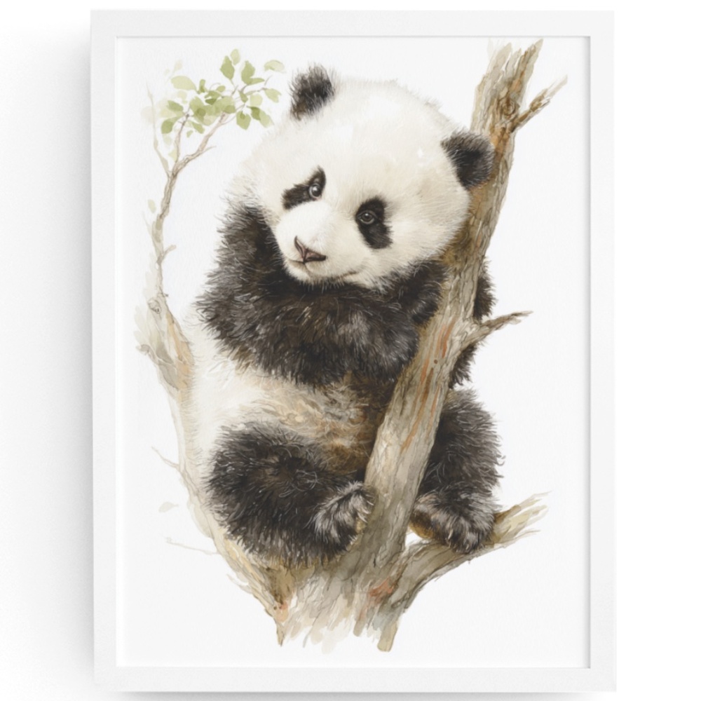 Watercolor Panda Bear Wall Art Print Poster Ilustration - Umframed